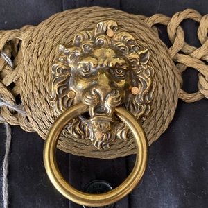 Vintage brass woven lions head belt